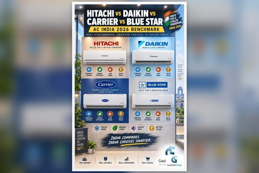 Hitachi vs Daikin vs Carrier vs Blue Star AC India 2026 Benchmark Comparison — Upper Mid-Range Showdown
